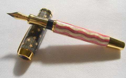 Titanium Gold American Flag Fountain Pen