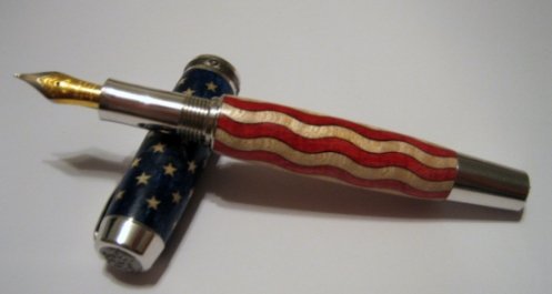 Black Titanium American Flag Fountain Pen